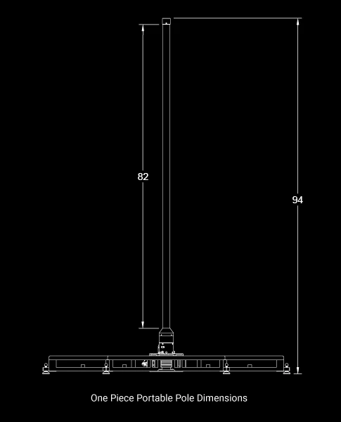 Portable LED Dance Pole dimensions